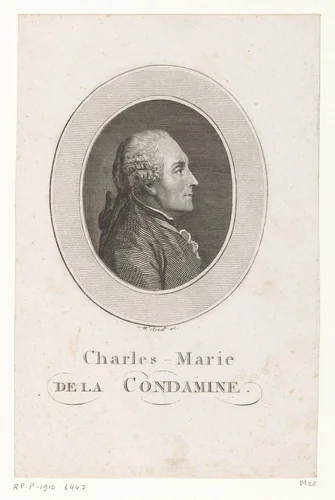 Portret van Charles-Marie de La Condamine by Wilhelm Arndt, print, 1760-1813
