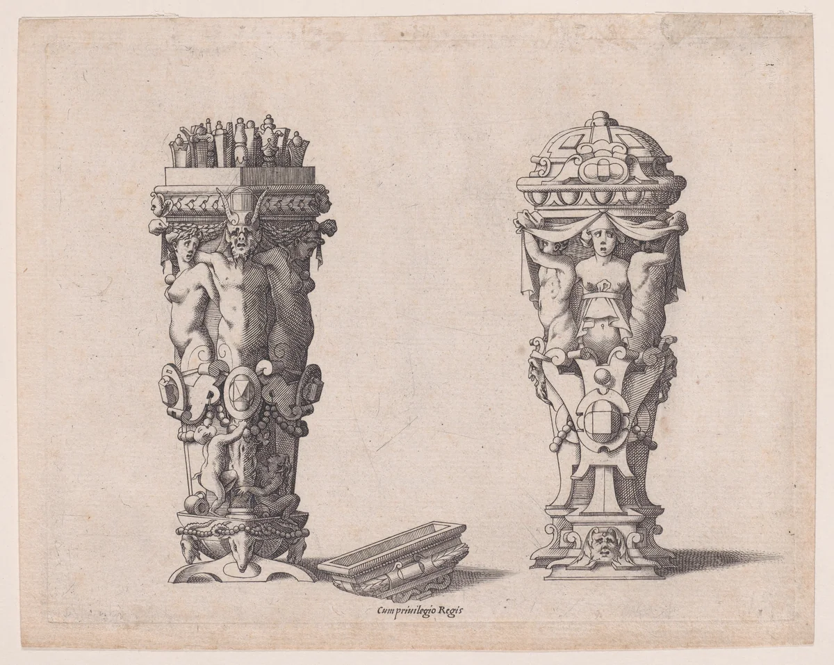 Two Containers (Deux nécessaires) by René Boyvin, print, 1525-1600