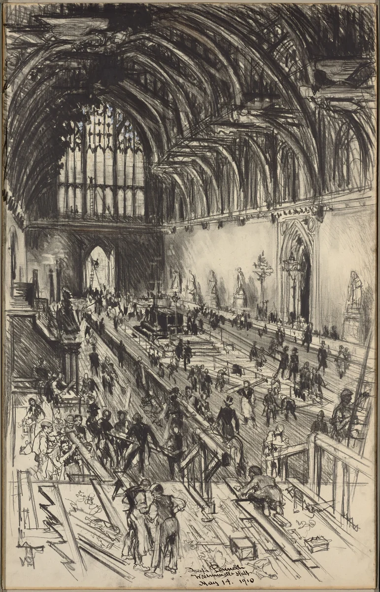 Preparations for the Lying in State of Edward VII by Joseph Pennell, drawing, 1910