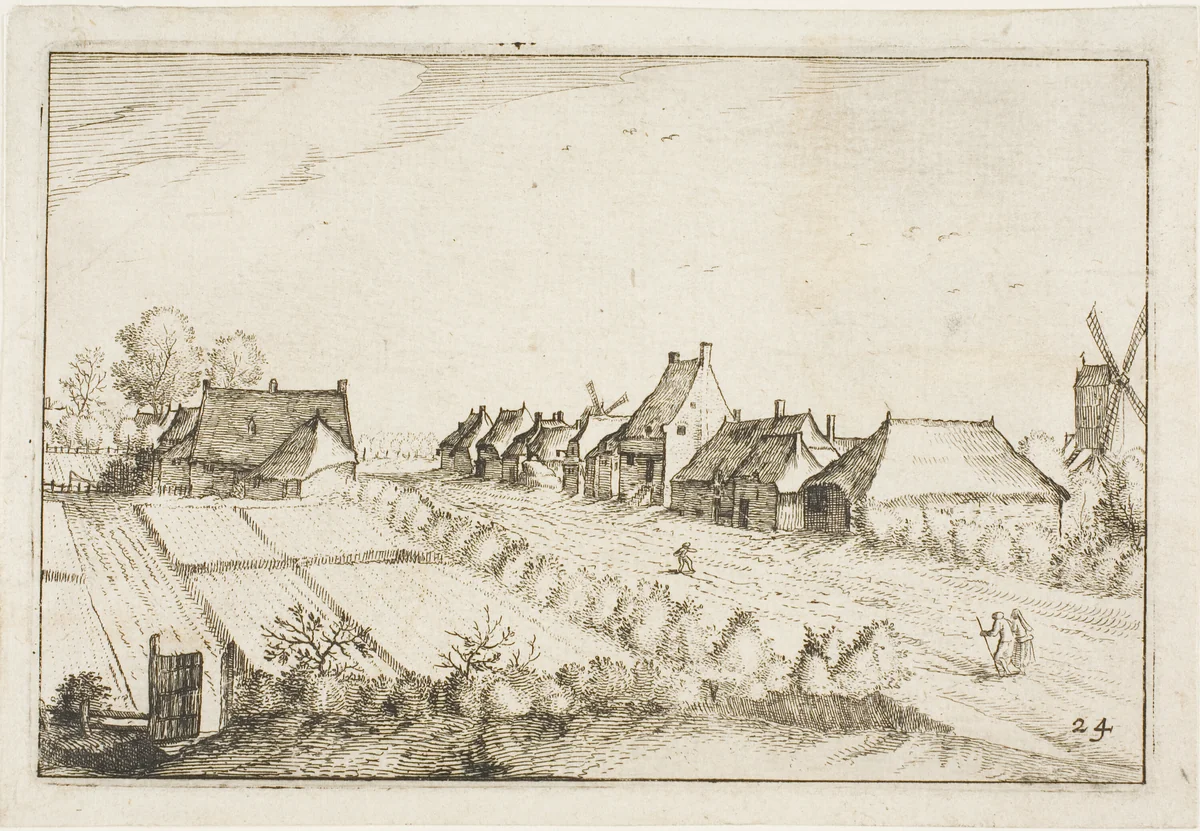 Fields and a Road, plate 24 after Pictures of Farms, Country Houses and Rustic Villages (Praediorum villarum et rusticarum casularum icones) by Claes Jansz Visscher, print, 1612