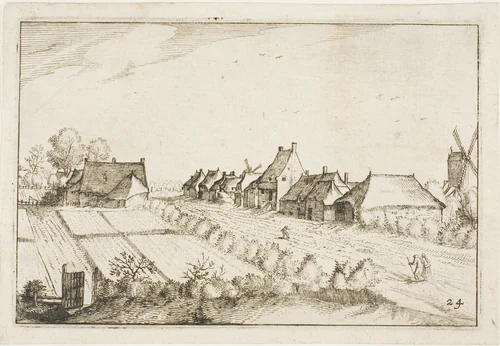Fields and a Road, plate 24 after Pictures of Farms, Country Houses and Rustic Villages (Praediorum villarum et rusticarum casularum icones) by Claes Jansz Visscher, print, 1612