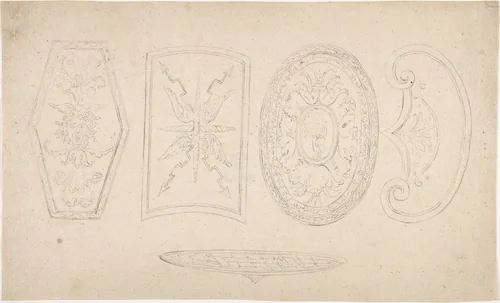 Five Shields by anonymous, drawing, 1775-1825