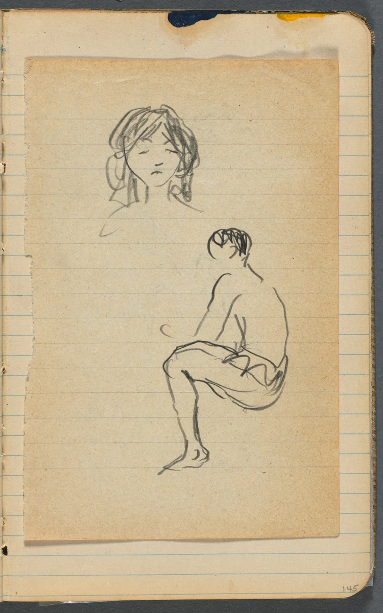 Sketchbook, loose shet between pgs. 144 & 145 by Maurice Prendergast, book, 1905-1910