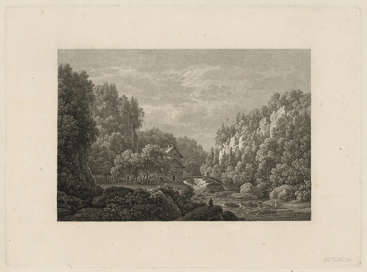 The Lochmühle in the Liebethal, in "Saxon Switzerland" by Philipp Veith, portfolio, 1824