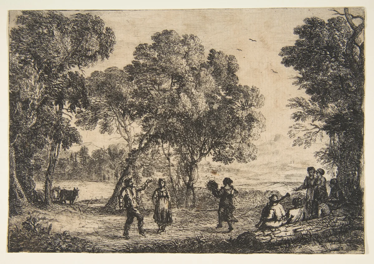 The Country Dance (Small Plate) by Claude Lorrain, print, 1632-1642