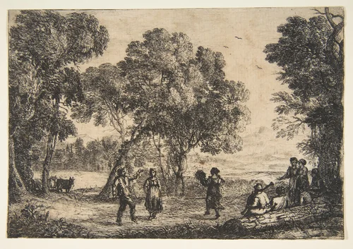 The Country Dance (Small Plate) by Claude Lorrain, print, 1632-1642