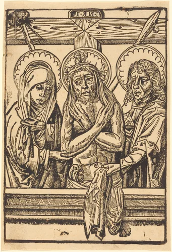 Christ between Maria and John by German 15th Century, print, 1480-1500