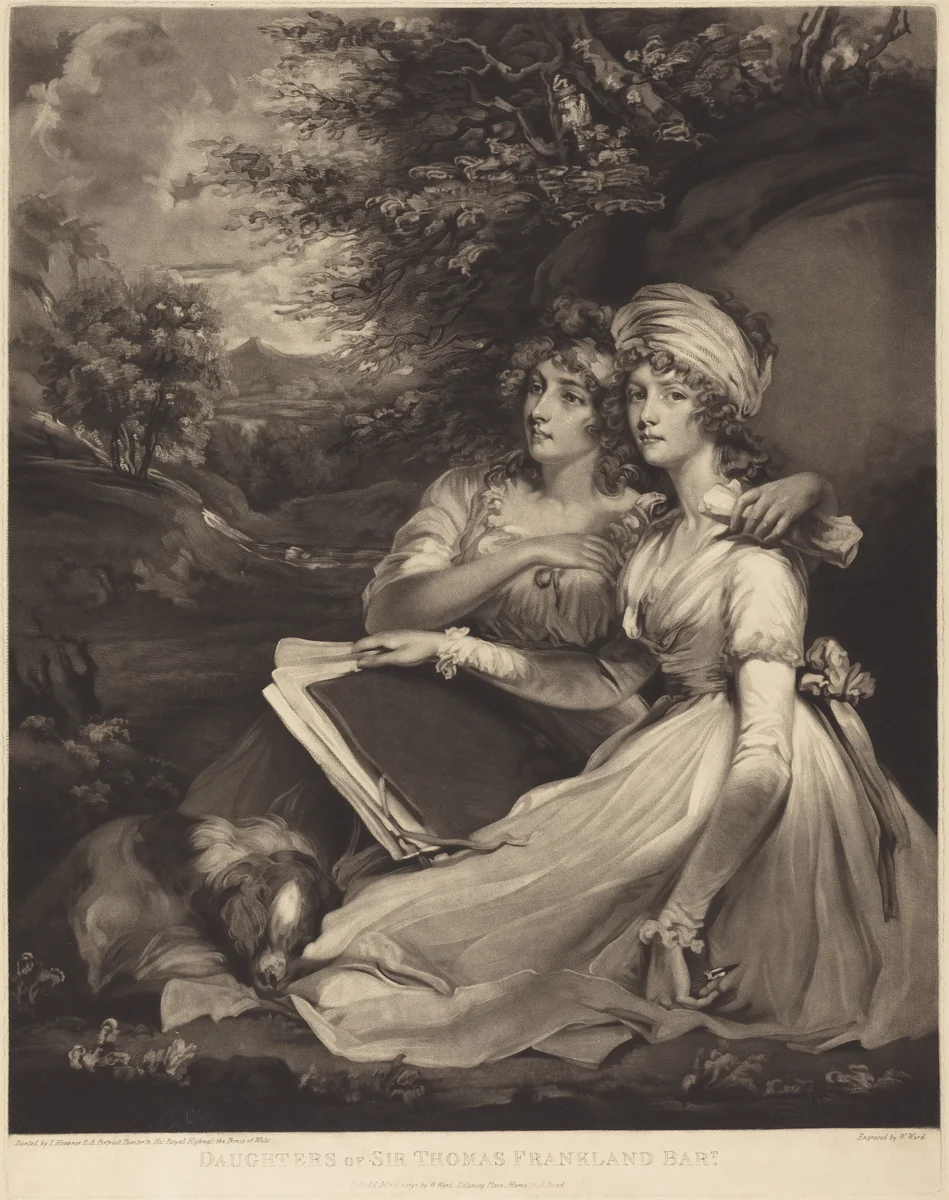 Daughters of Sir Thomas Frankland Bart (The Sisters) by William Ward; John Hoppner, print, 1797