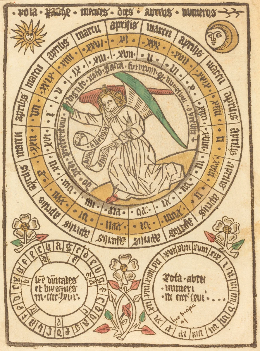 An Easter Calendar Beginning with the Year 1466 by German 15th Century, print, 1466