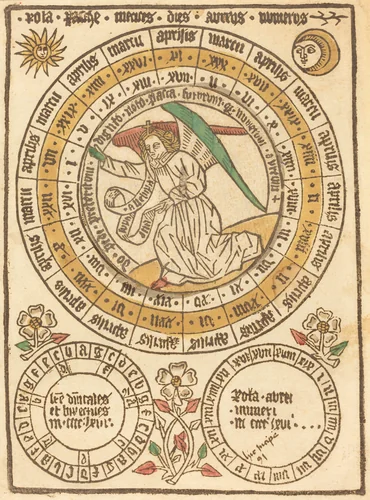 An Easter Calendar Beginning with the Year 1466 by German 15th Century, print, 1466