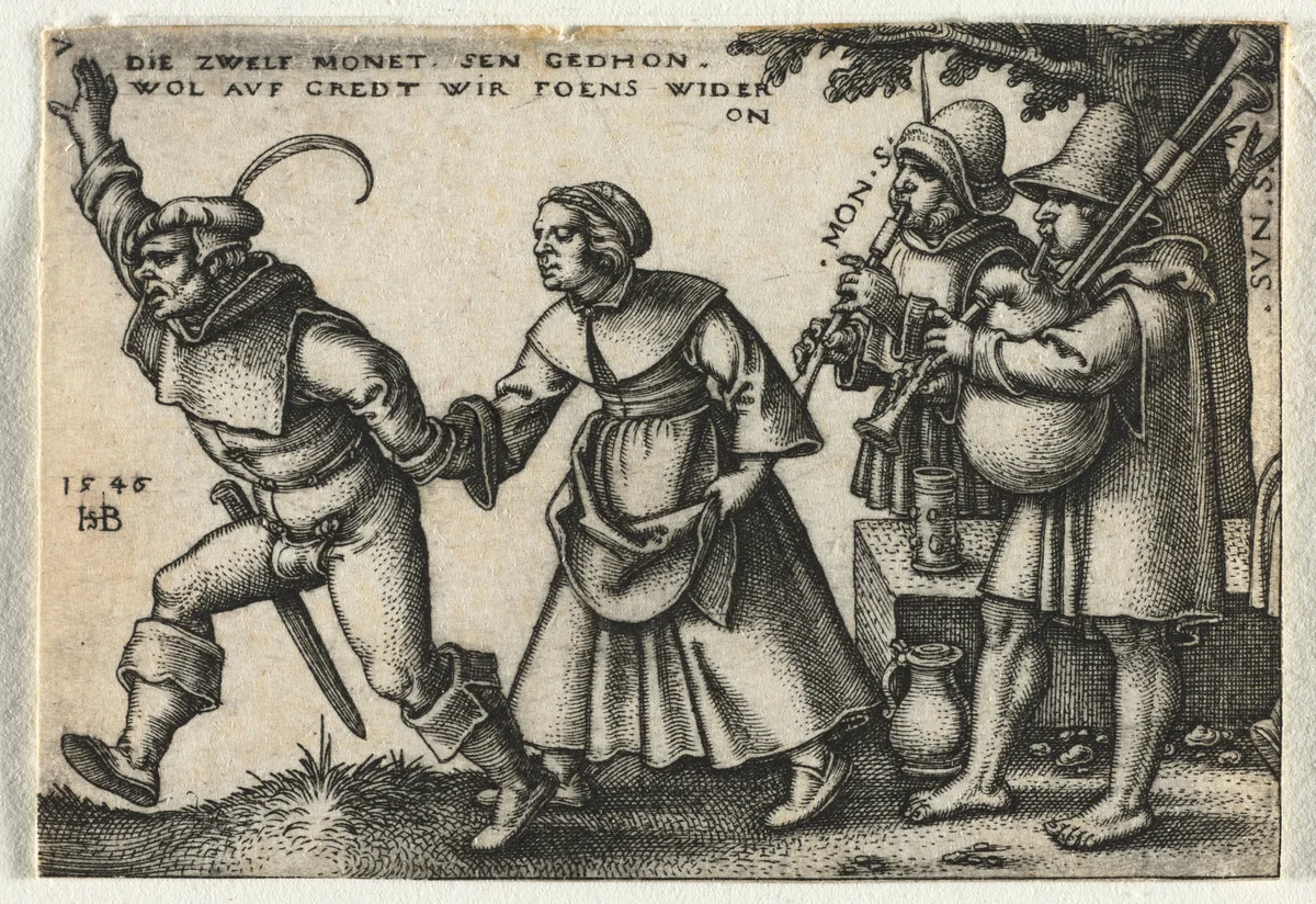 The Peasant Wedding or the Twelve Months: No. 7 by Hans Sebald Beham, print, 1546