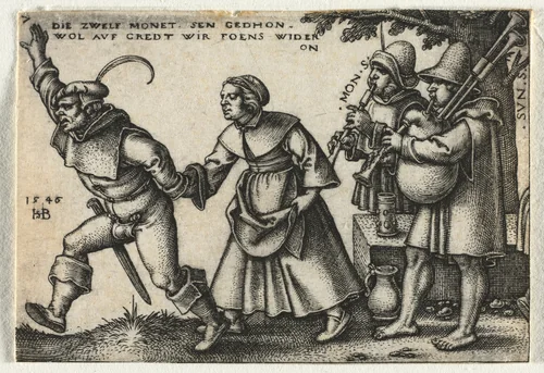 The Peasant Wedding or the Twelve Months: No. 7 by Hans Sebald Beham, print, 1546