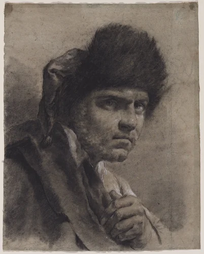 Man with a Fur Cap by Giovanni Battista Piazzetta, drawing, 1730-1749