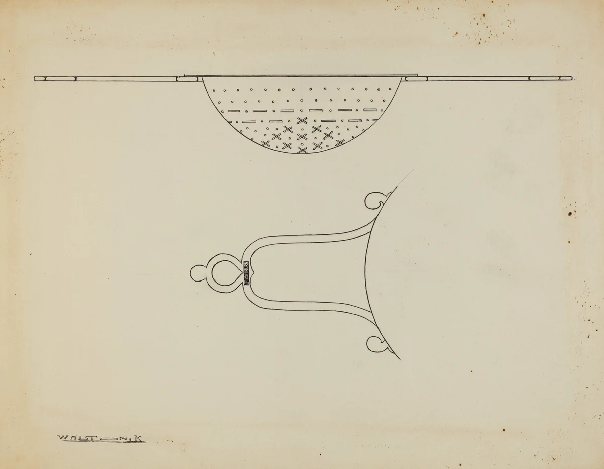 Silver Strainer by Kalamian Walton, index of american design, 1939