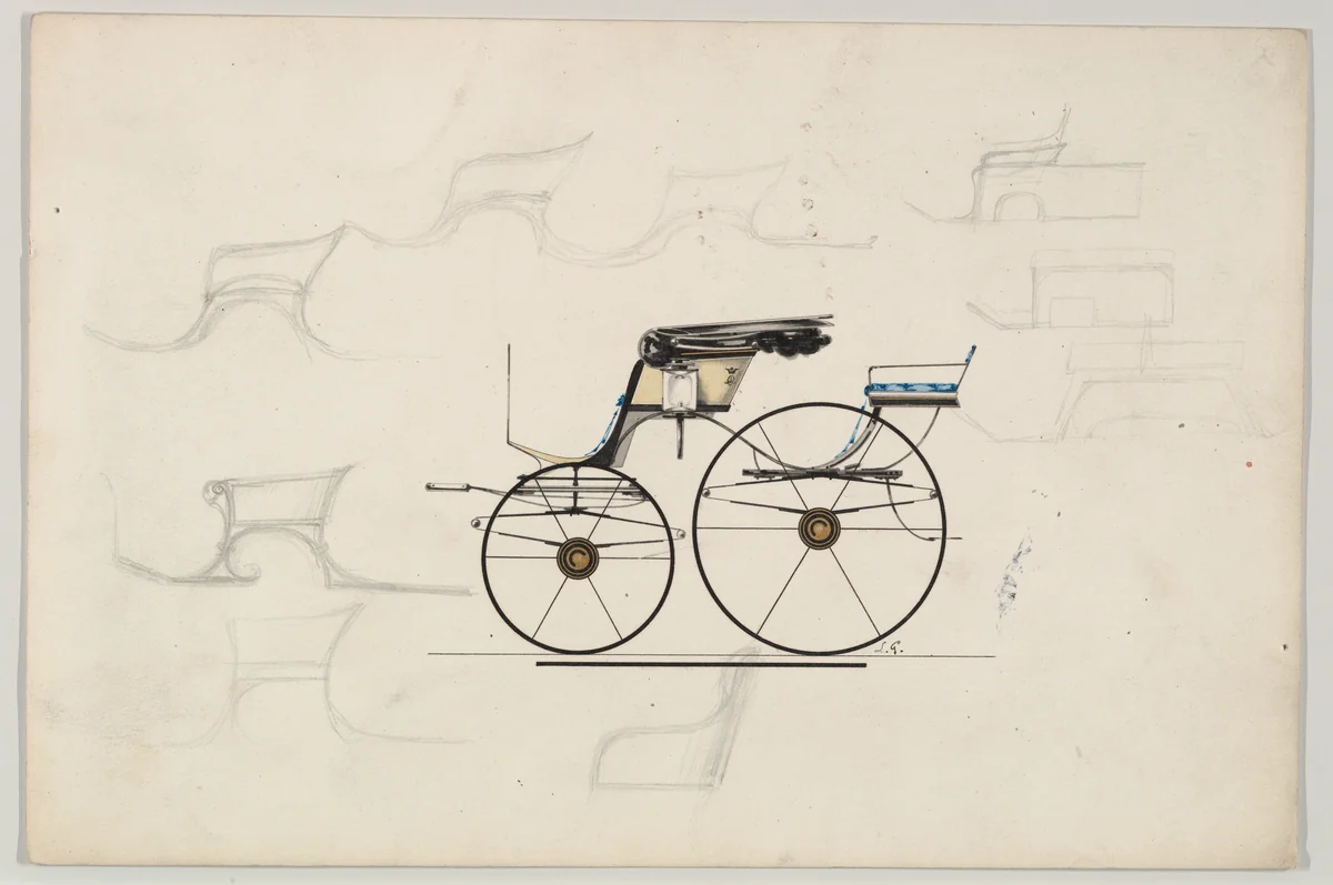 Spider Phaeton (unnumbered) by Brewster & Co., drawing, 1865-1875