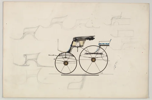 Spider Phaeton (unnumbered) by Brewster & Co., drawing, 1865-1875