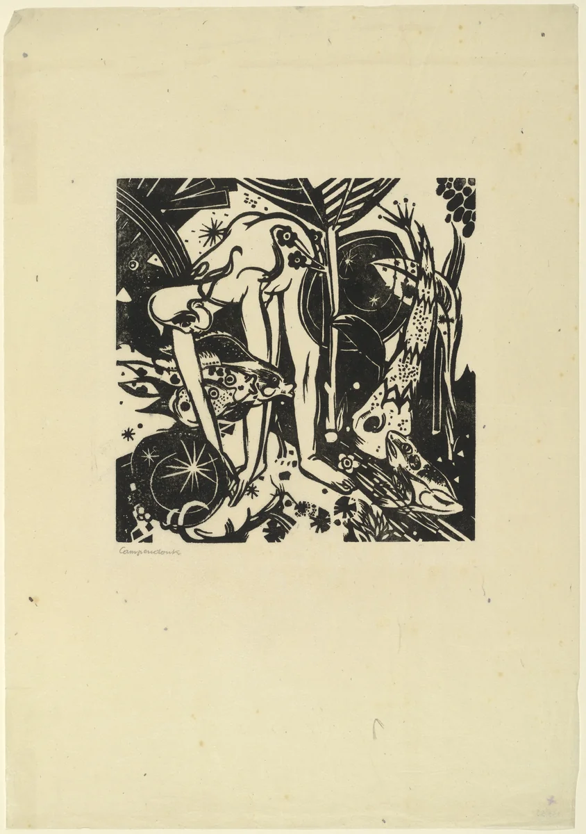The Fairytale (Das Märchen) by Heinrich Campendonk, print, 1916