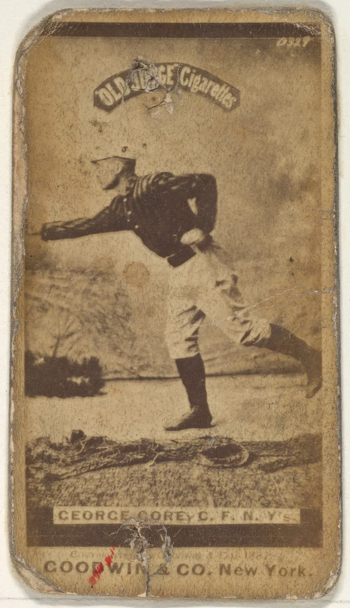 George F. "Piano Legs" Gore, Center Field, New York, from the Old Judge series (N172) for Old Judge Cigarettes by Goodwin & Company, photograph, 1887