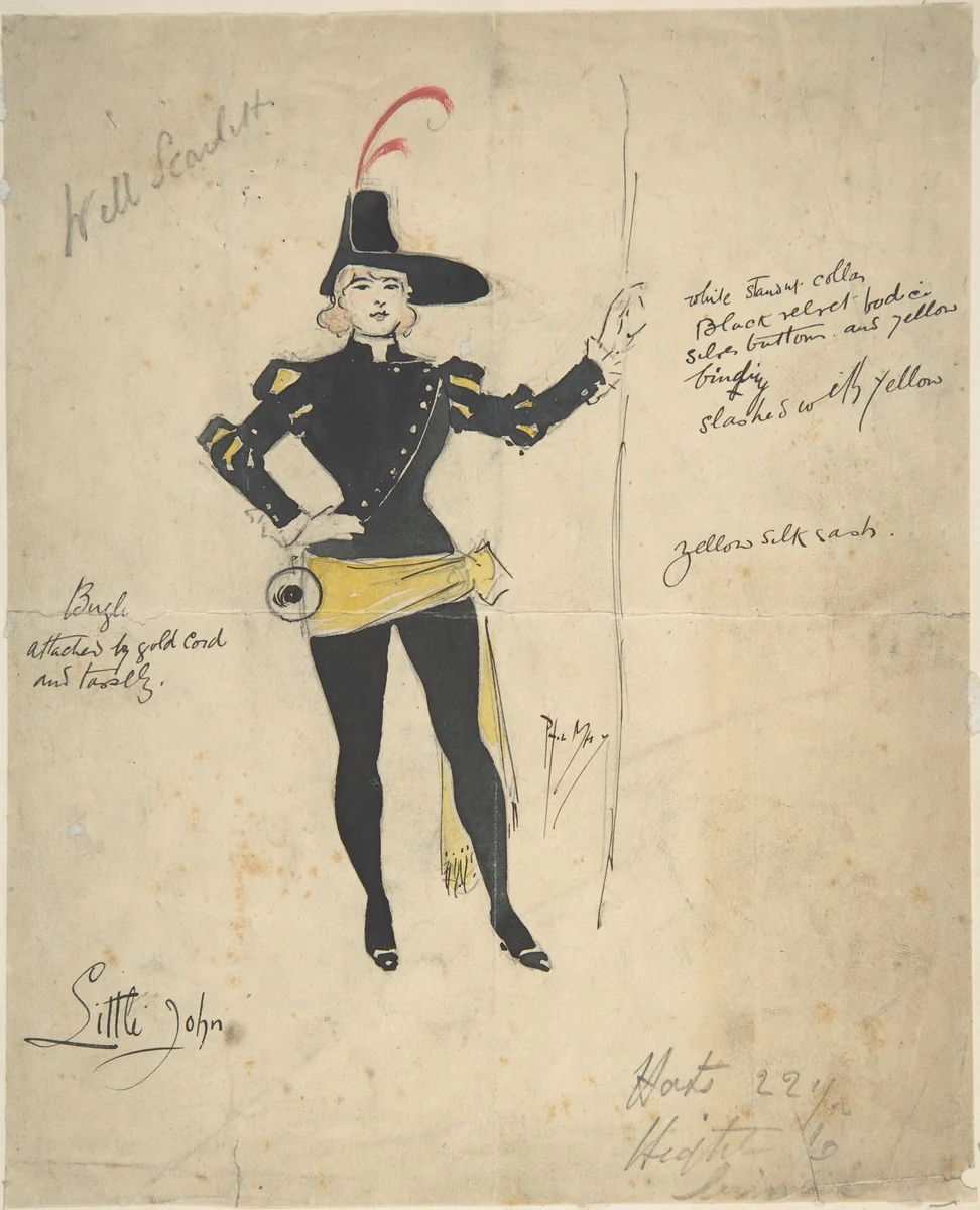 Costume Drawing for Little John by Phil May, drawing, 1880-1903