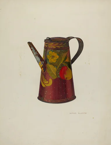 Toleware Teapot by Oscar Bluhme, index of american design, 1940