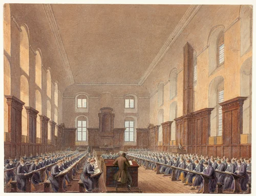 Writing School, Christ's Hospital by Frederick MacKenzie, painting, 1808-1854
