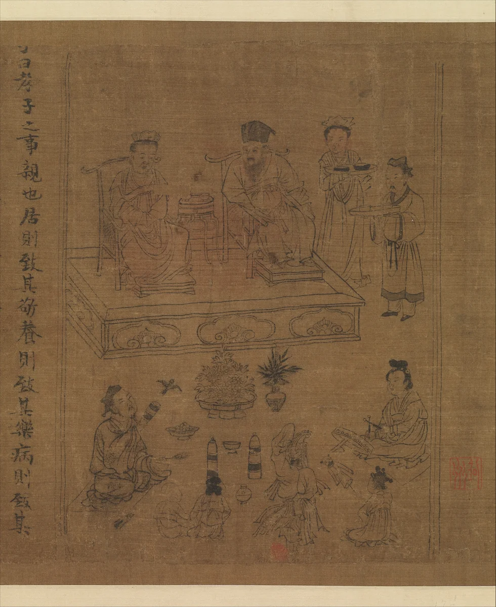 The Classic of Filial Piety by Li Gonglin (李公麟), painting, 1075-1095