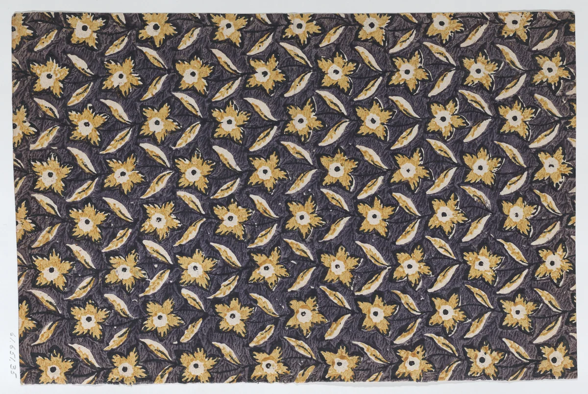 Book cover with overall floral design by anonymous, print, 1800-1900