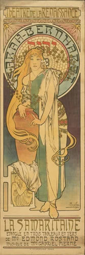 Theatre de la Renaissance, Sarah Bernhardt, La Samaritaine by Alphonse Mucha, design, 1897