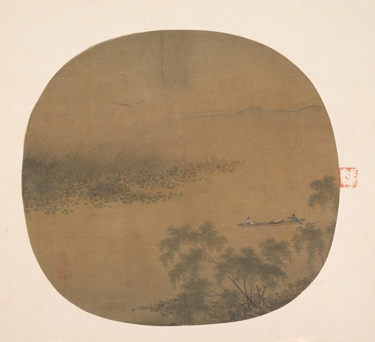 Boating by a Willow Bank by Unidentified Artist, painting, 1200-1299