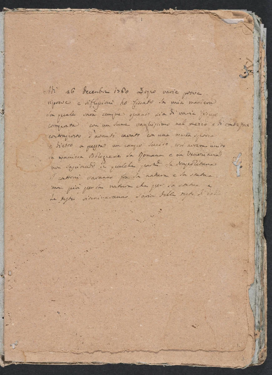 Verona Sketchbook: Inscription (page 1) by Francesco Lorenzi, book, 1760