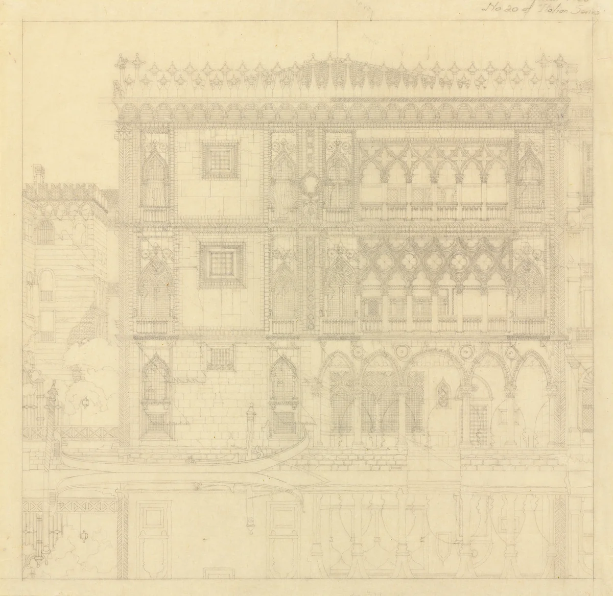 Venetian Filigree (Ca’ d'Oro Venetia) by John Taylor Arms, drawing, 1931