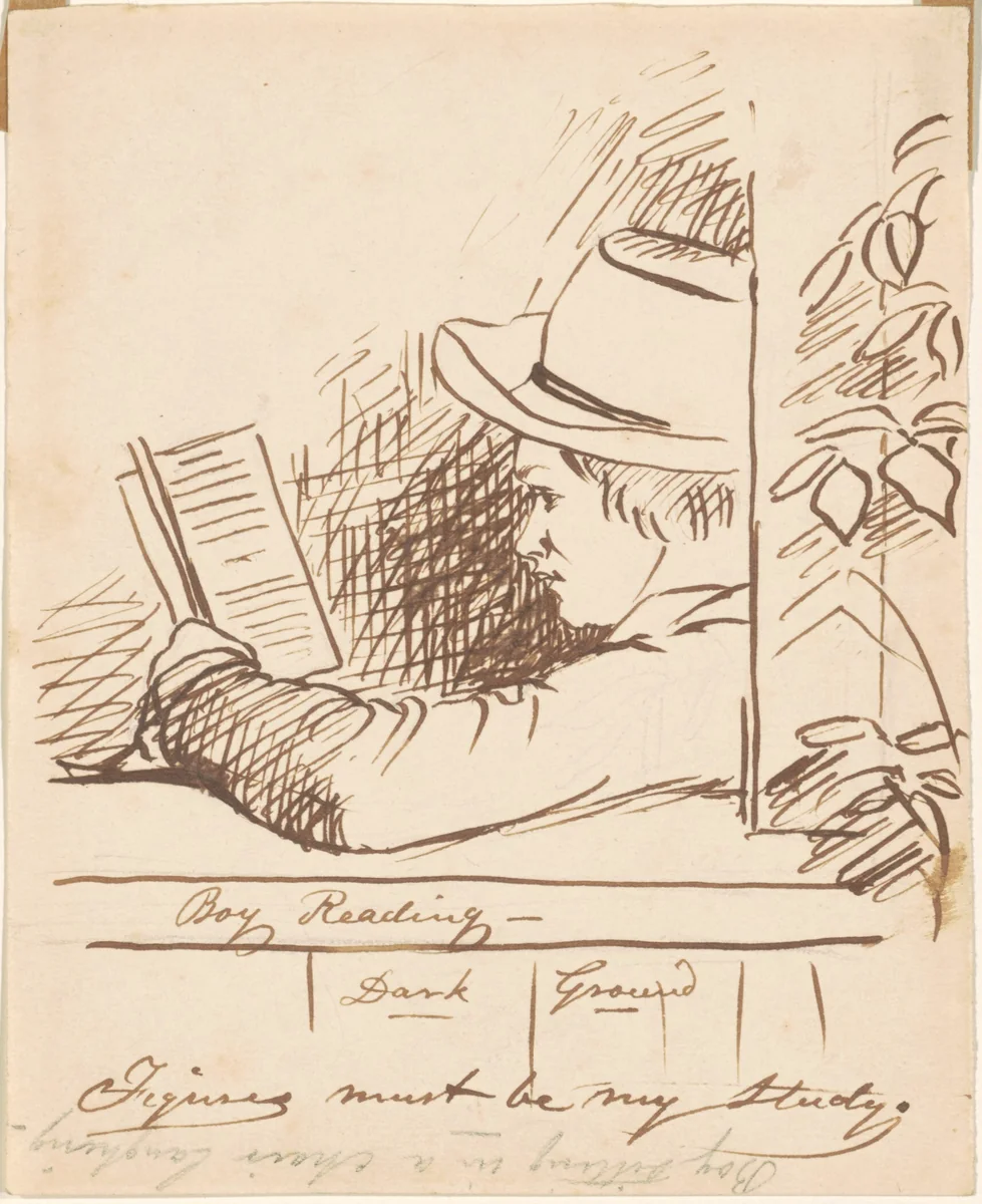Boy Reading by William Sidney Mount, drawing, 1845-1864