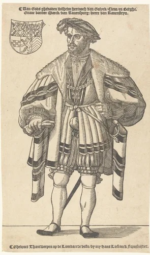 Portret van hertog Willem van Kleef, Gulik en Berg, graaf van Mark, heer van Ravenstein by Hans Liefrinck, print, 1540-1573