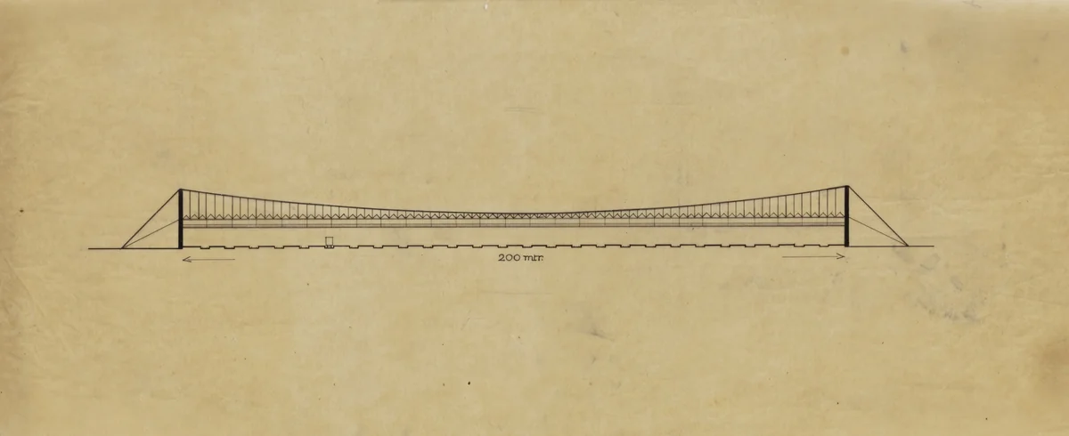 Suspended Freight Station Project, Elevation by Bodo Rasch, Heinz Rasch, architecture, 1927
