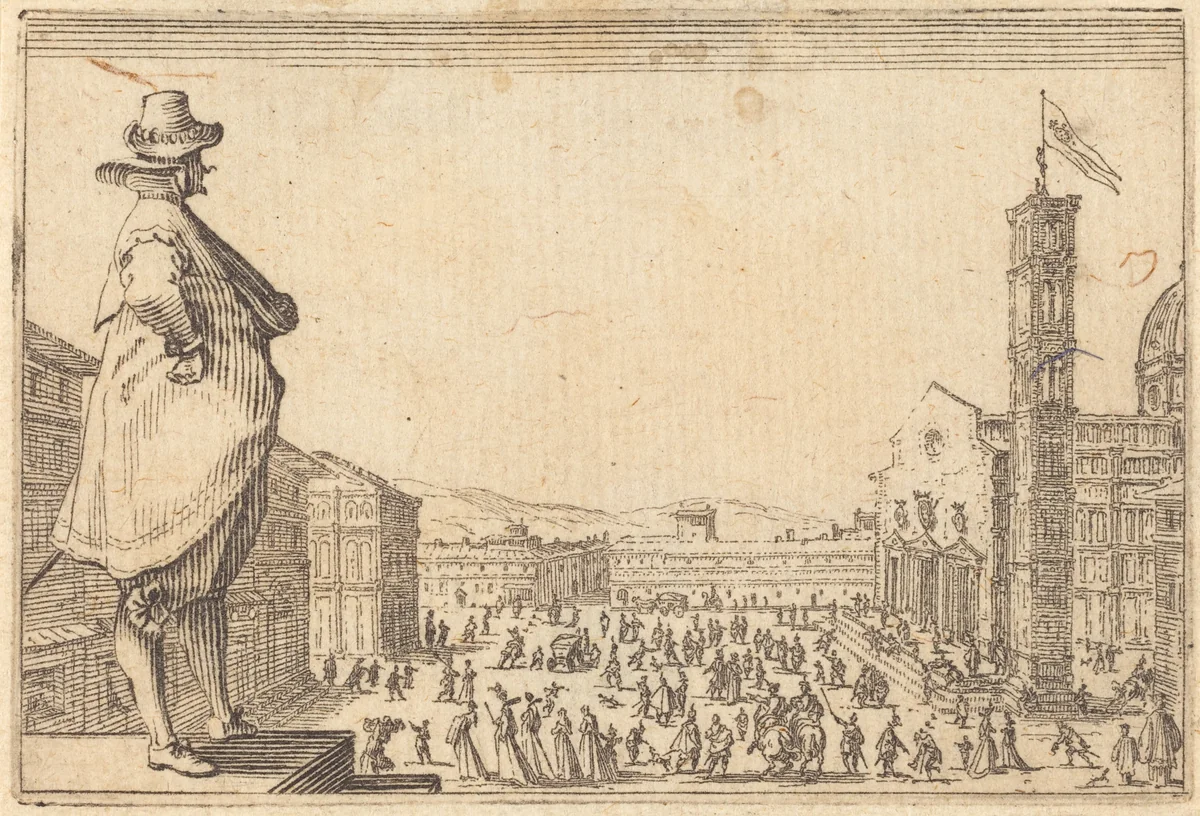 Piazza del Duomo, Florence by Jacques Callot, print, 1622