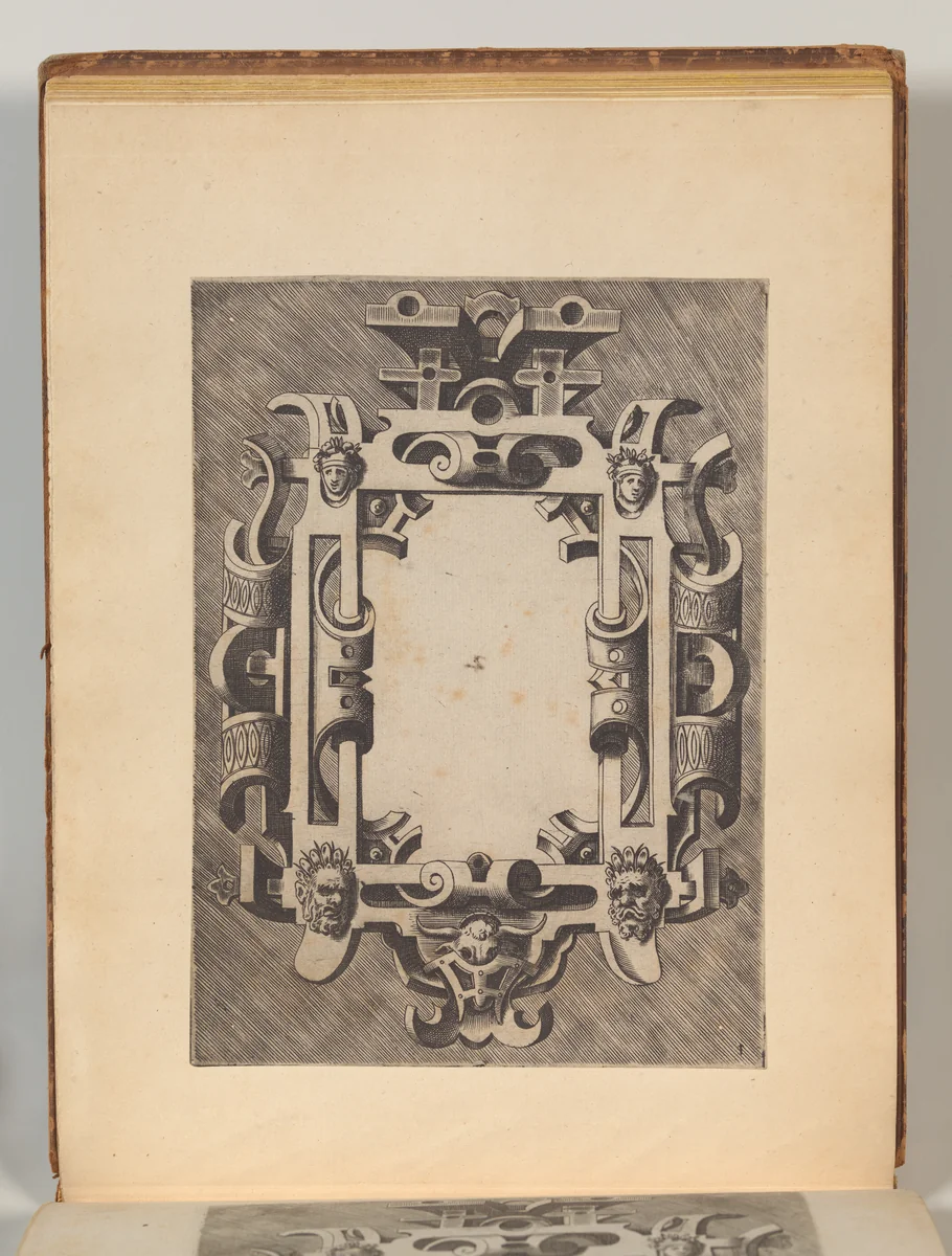 Targhe ed altri ornati di varie e capricciose invenzioni (Cartouches and other ornaments of various and capricious invention, page 25) by Hans Vredeman de Vries, book, 1555