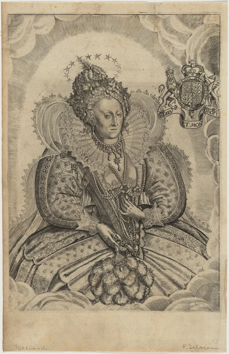 Queen Elizabeth by Francis Delaram, print, 1630