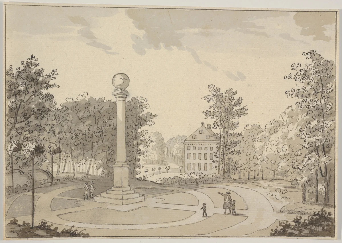 View of Naesse castle and De Coninck's Column from the East by Erik Pauelsen, drawing, 1780-1784