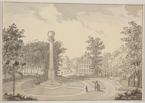 View of Naesse castle and De Coninck's Column from the East by Erik Pauelsen, drawing, 1780-1784