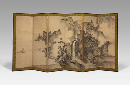 Landscape of the Four Seasons by Sesson Shukei, painting, 1501-1600