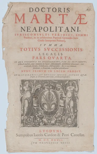 Title page vignette for 'Doctoris Martae Neapolitani' by Charles Audran, print, 1627