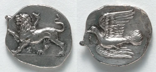Hemidrachm: Chimaera (obverse); Dove (reverse) by Unknown, metalwork, -400--323