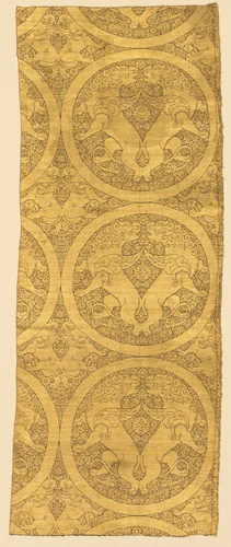 Cloth of gold with winged lions and griffins by Unknown, textile, 1225-1275