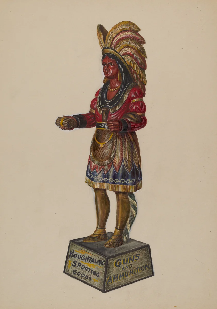 Cigar Store Indian by Walter Hochstrasser, index of american design, 1936