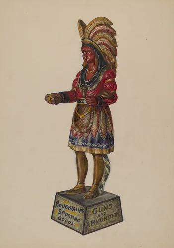 Cigar Store Indian by Walter Hochstrasser, index of american design, 1936