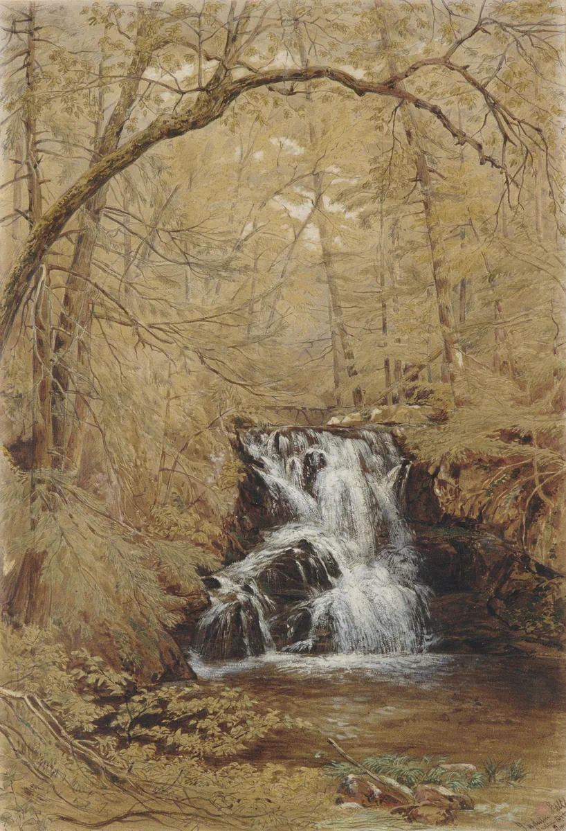 Indian Falls, Indian Brook, Cold Springs, New York by William Rickarby Miller, artwork, 1850