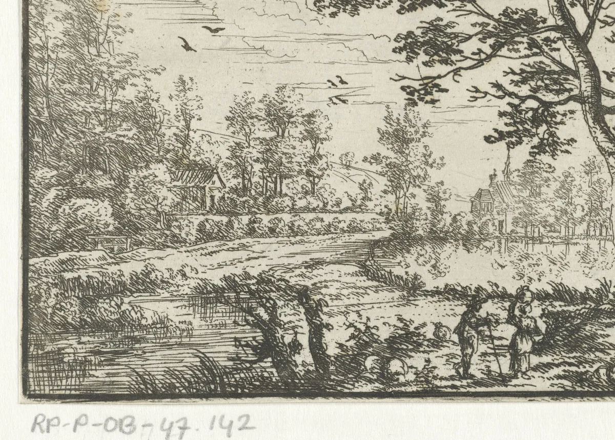 Rivierlandschap by Jan Carel Immenraet, print, 1662-1663