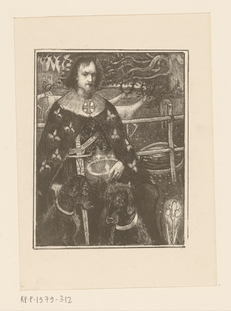 Ridder met twee honden by Richard Nicolaüs Roland Holst, print, 1893