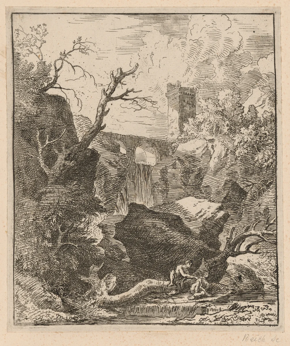 The Angler by Joachim Franz Beich, print, 1700-1725