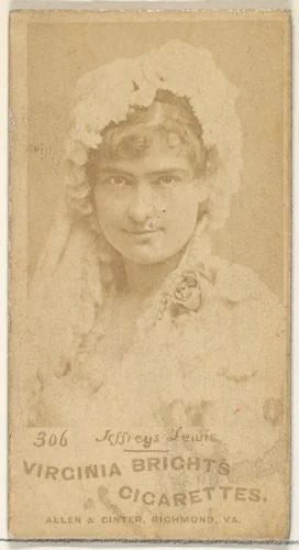 Card 306, Jeffreys Lewis, from the Actors and Actresses series (N45, Type 1) for Virginia Brights Cigarettes by Allen & Ginter, photograph, 1885-1891